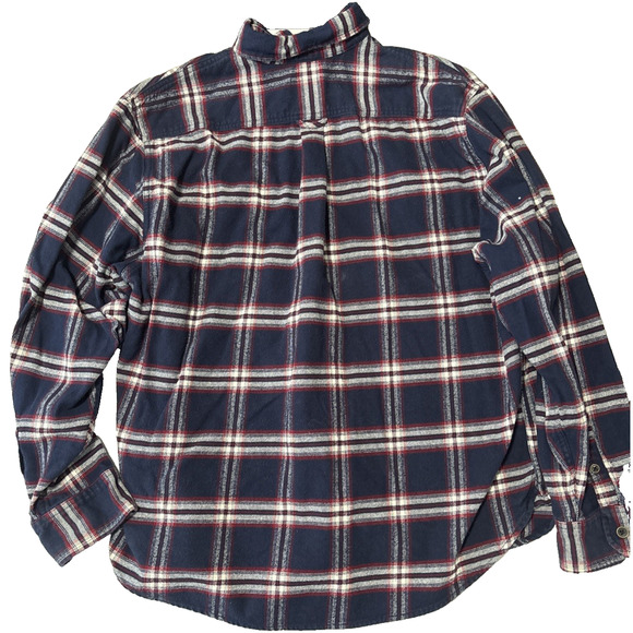 Jachs Men's Brawny 2XL Navy Red Plaid Button Up Flannel Shirt Outdoors Western - Picture 2 of 8